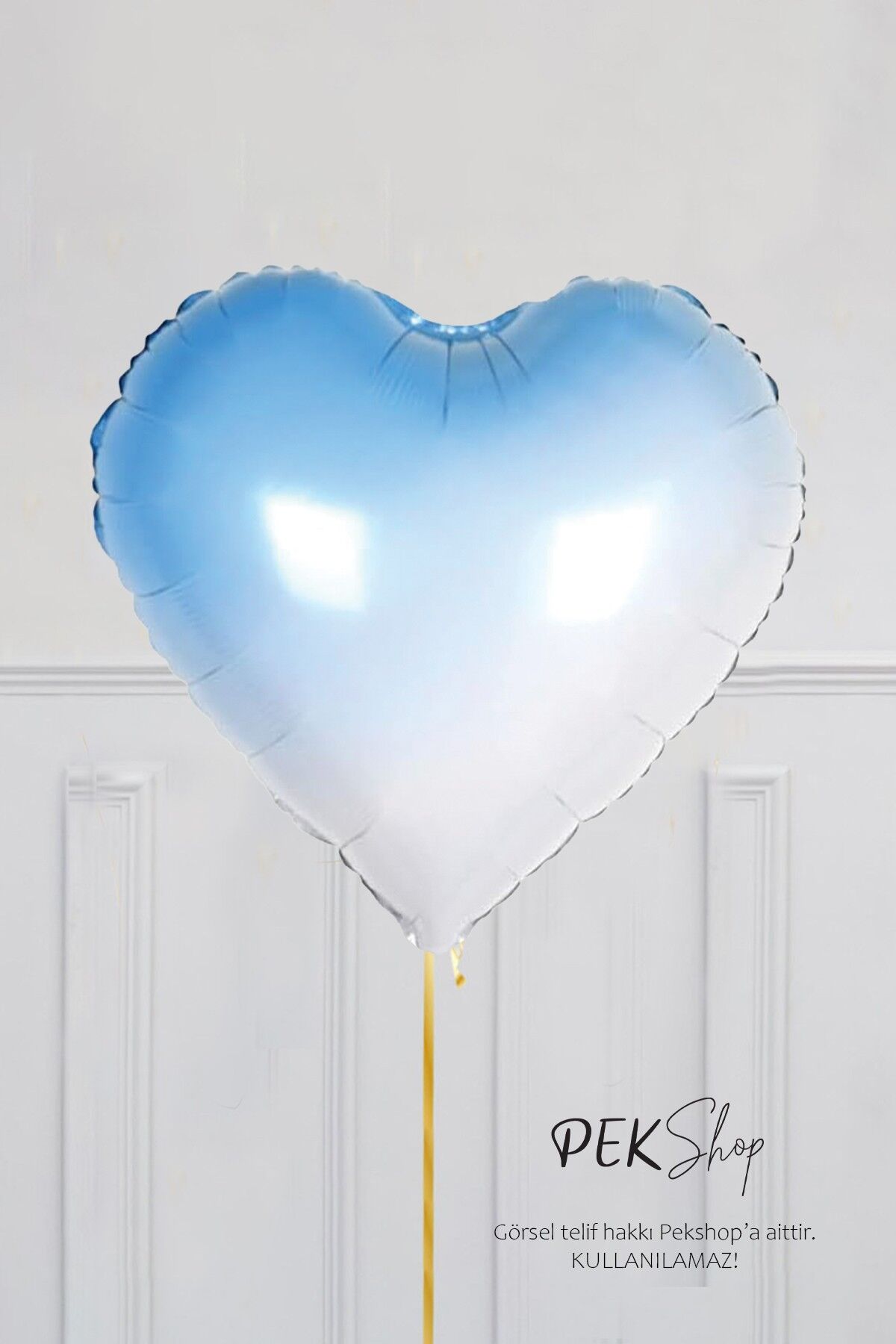 Degrade Mavi Kalp Folyo Balon 18inç