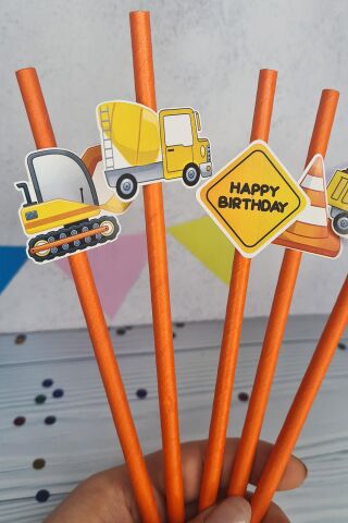 İnşaat Konsept Pipet Süsleri 10lu Lüks Pipet Paketi