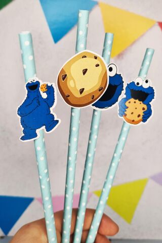 Kurabiye Canavarı Konsept Pipet Süsleri 10lu Lüks Pipet Paketi