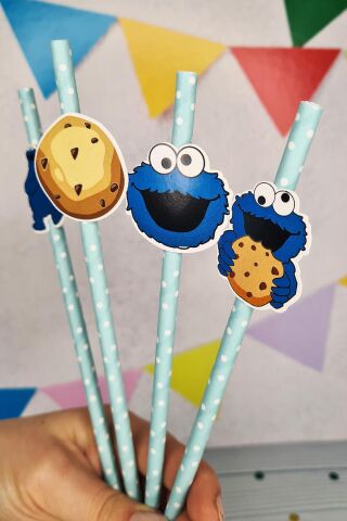 Kurabiye Canavarı Konsept Pipet Süsleri 10lu Lüks Pipet Paketi