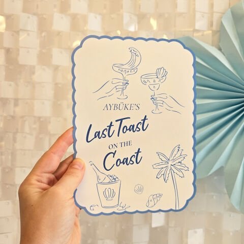 İsme Özel Last Toast on the Coast Konsept Bekarlığa Veda Kartları