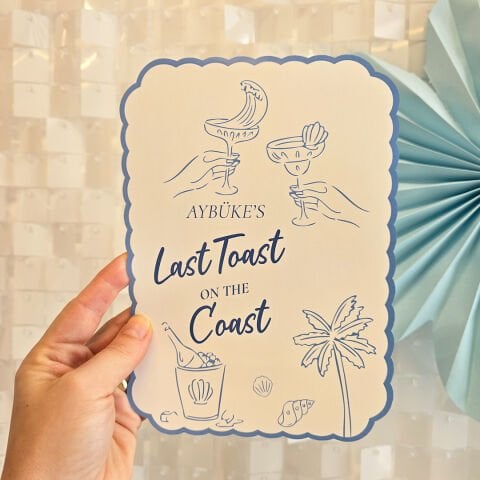 İsme Özel Last Toast on the Coast Konsept Bekarlığa Veda Kartları