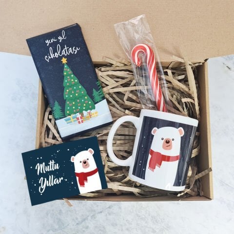 Boz Ayı Mutlu Yıllar Yılbaşı Hediye Kutusu