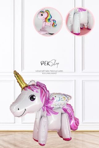 Yerde Durabilen 4 Ayaklı Unicorn Folyo Balon