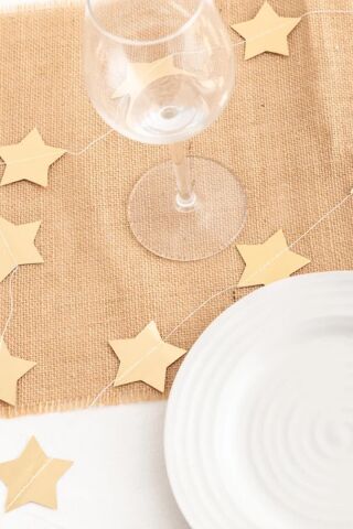 Gold Altın Asmalı Yıldız Tavan Süslemeleri İpli Sarkıt Süs Gold Yıldız 4 Metre