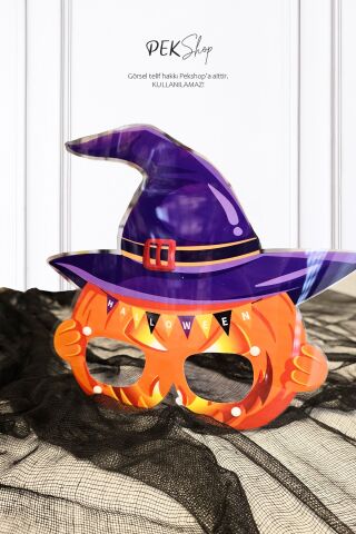 Cadı Şapkalı Cadılar Bayramı Balkabağı Gözlük Halloween Aksesuarı
