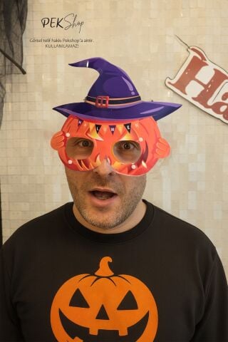Cadı Şapkalı Cadılar Bayramı Balkabağı Gözlük Halloween Aksesuarı
