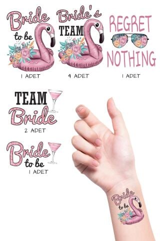 Glitter Çiçekli Bekarlığa Veda Gelin Bride Dövme Paketi