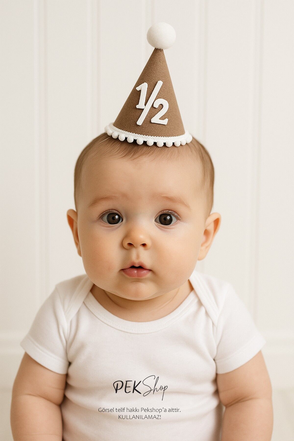 Yarım Yaş Şapkası Kahve Beyaz 1/2 Yaş Şapkası
