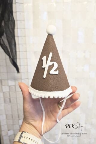 Yarım Yaş Şapkası Kahve Beyaz 1/2 Yaş Şapkası