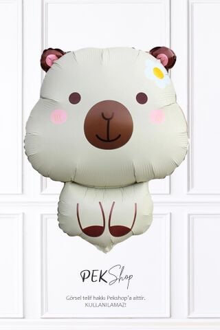 Krem Capybara Folyo Balon Kapibara Şekilli Balon KREM