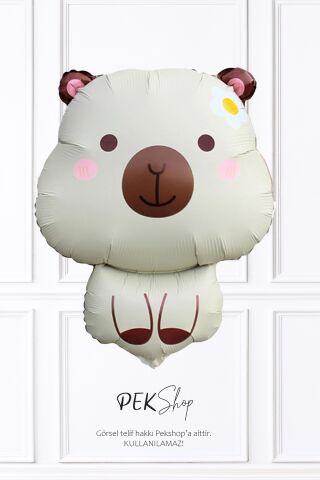 Krem Capybara Folyo Balon Kapibara Şekilli Balon KREM