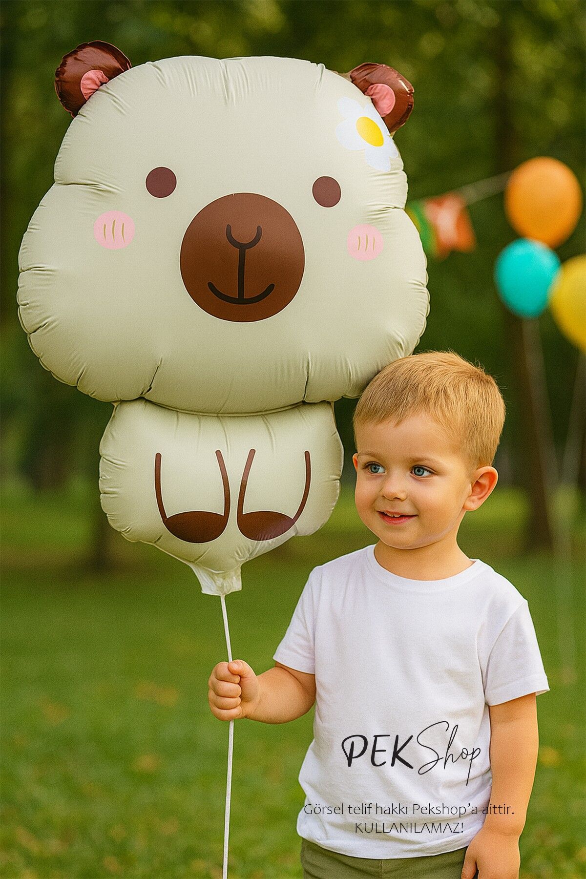 Krem Capybara Folyo Balon Kapibara Şekilli Balon KREM