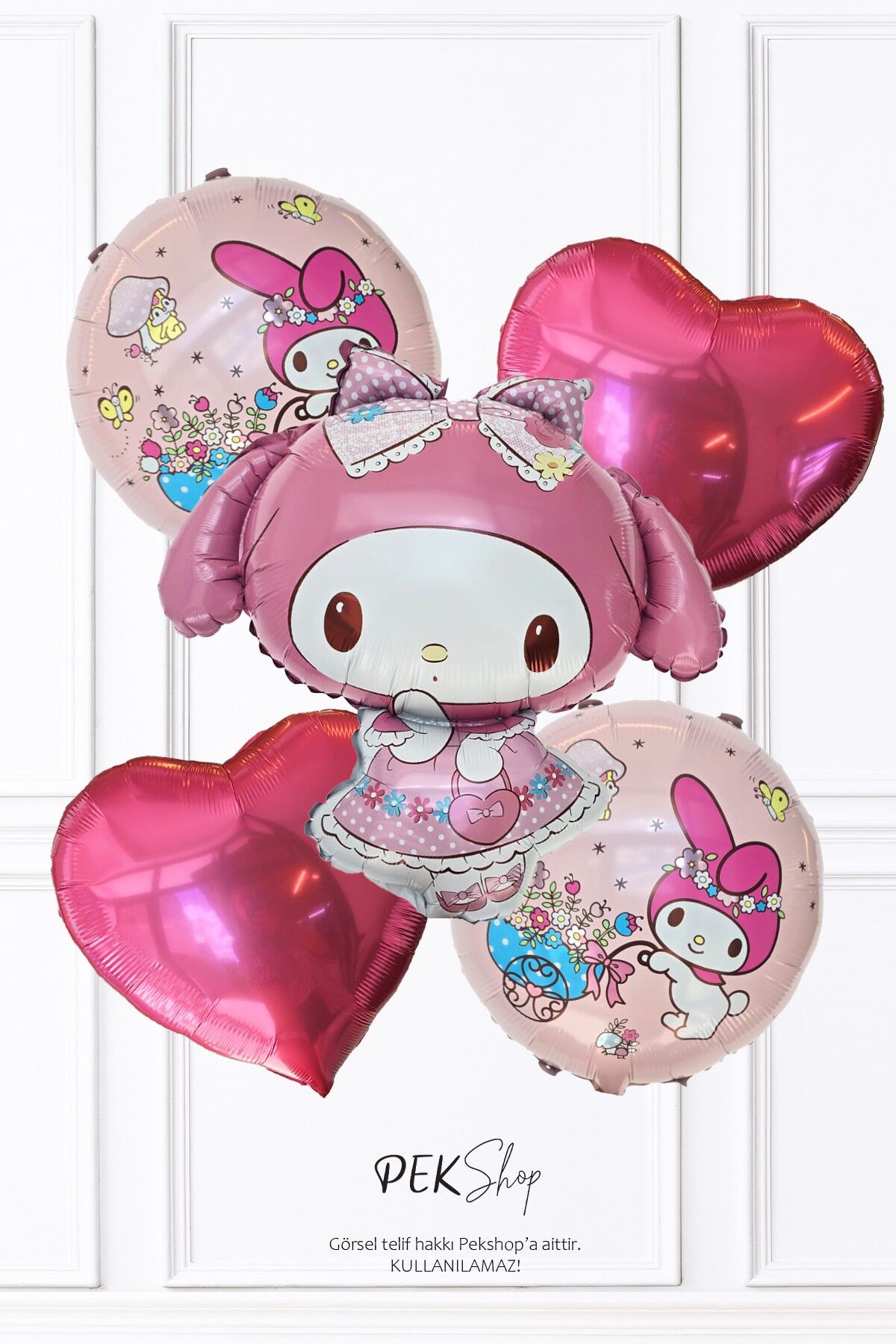 Pembe Kuromi Folyo Balon Seti 5li Kuromi Tema Balonlar