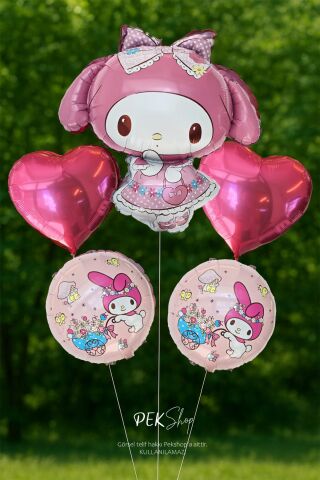 Pembe Kuromi Folyo Balon Seti 5li Kuromi Tema Balonlar
