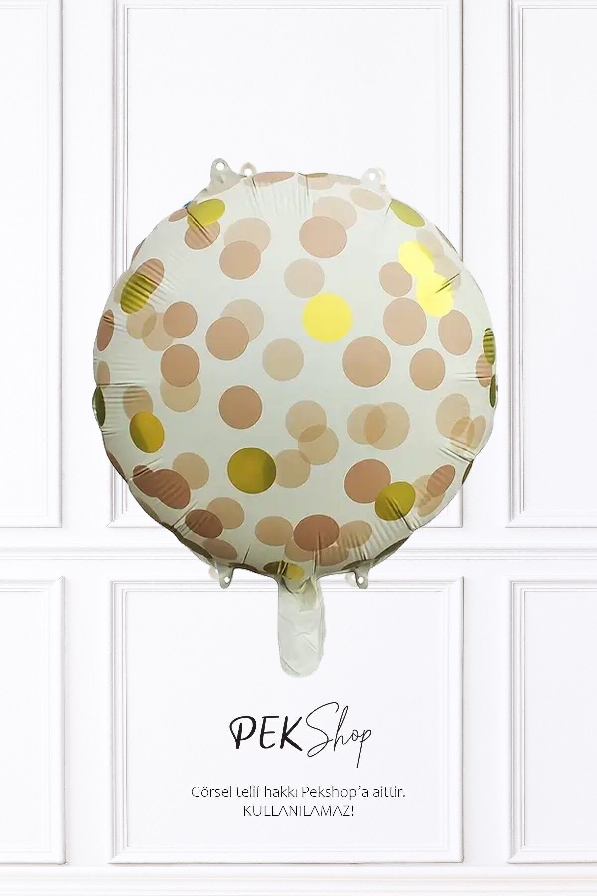 Konfeti Baskılı Yuvarlak Folyo Balon KAHVE 18inç