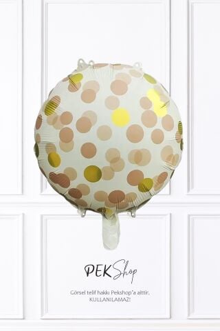 Konfeti Baskılı Yuvarlak Folyo Balon KAHVE 18inç