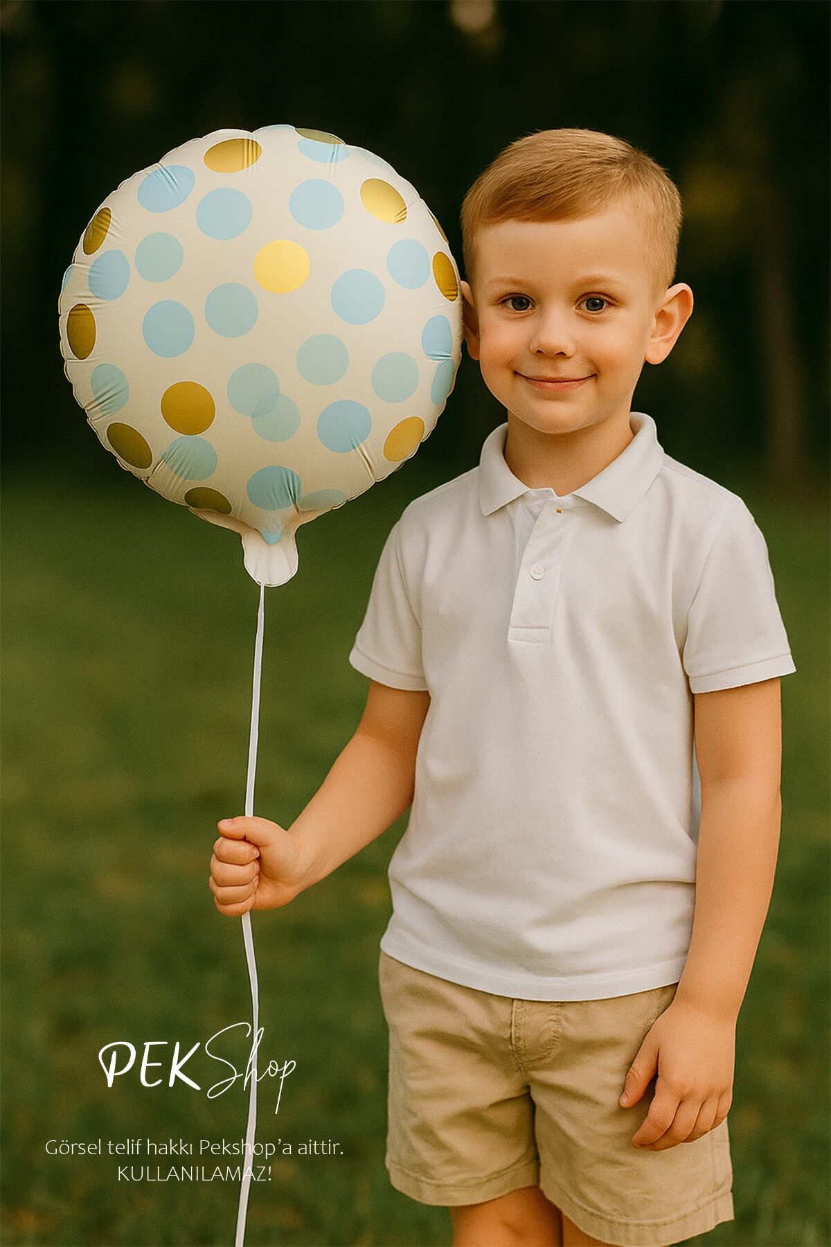 Konfeti Baskılı Yuvarlak Folyo Balon MAVİ 18inç