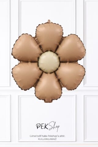 Kahve Bohem Papatya Folyo Balon Papatya Şekilli Balon Retro Kahve