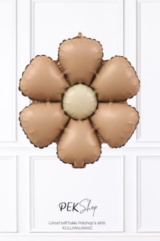 Kahve Bohem Papatya Folyo Balon Papatya Şekilli Balon Retro Kahve