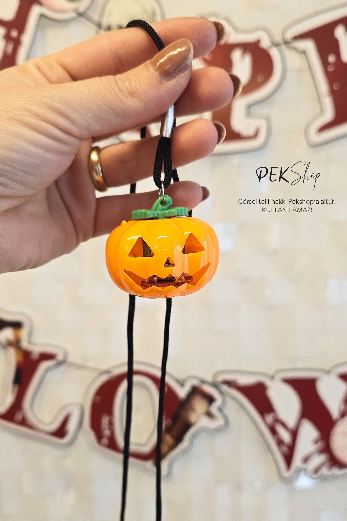 Cadılar Bayramı Işıklı Balkabağı Kolye Halloween Bal Kabağı Kolyesi Işıklı