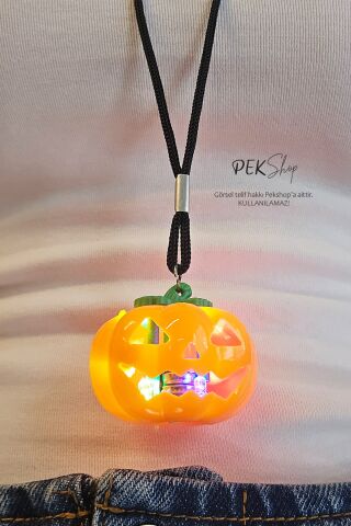 Cadılar Bayramı Işıklı Balkabağı Kolye Halloween Bal Kabağı Kolyesi Işıklı