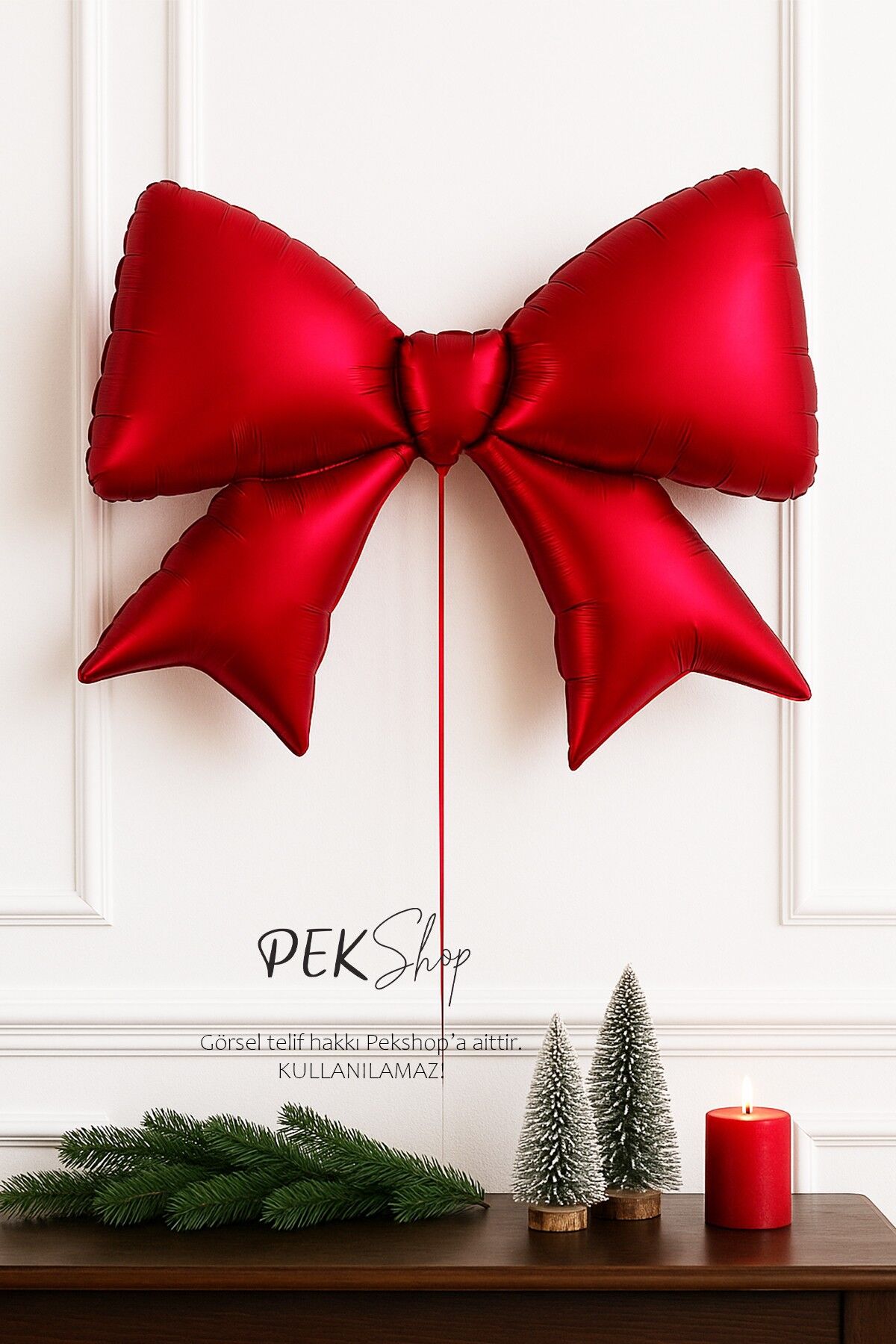 Kırmızı Büyük Fiyonk Folyo Balon Yılbaşı Fiyonk Balon