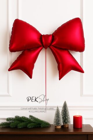 Kırmızı Büyük Fiyonk Folyo Balon Yılbaşı Fiyonk Balon