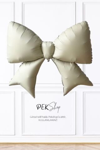 Krem Büyük Fiyonk Folyo Balon Fiyonk Şekilli Balon