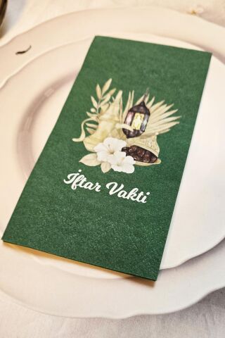 Ramazan Peçetesi Dini Motif İftar Vakti Baskılı Yeşil Peçete Ramazan Sofra Peçetesi 12li Paket