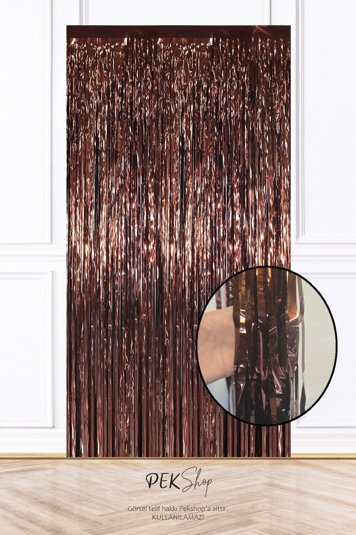 Kahverengi Fon Perdesi 100x200 cm Arka Fon Kapı Perde Kahverengi