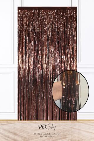 Kahverengi Fon Perdesi 100x200 cm Arka Fon Kapı Perde Kahverengi