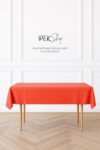Tekrar Kullanılabilir Kırmızı Masa Örtüsü Lüks Plastik Masa Örtüsü Kırmızı