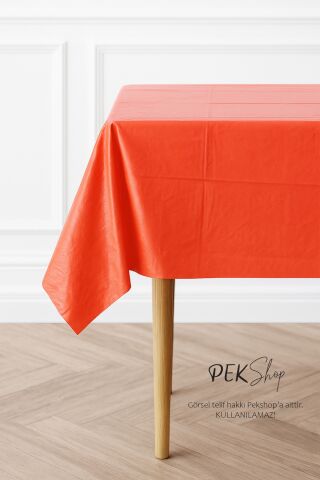 Tekrar Kullanılabilir Kırmızı Masa Örtüsü Lüks Plastik Masa Örtüsü Kırmızı