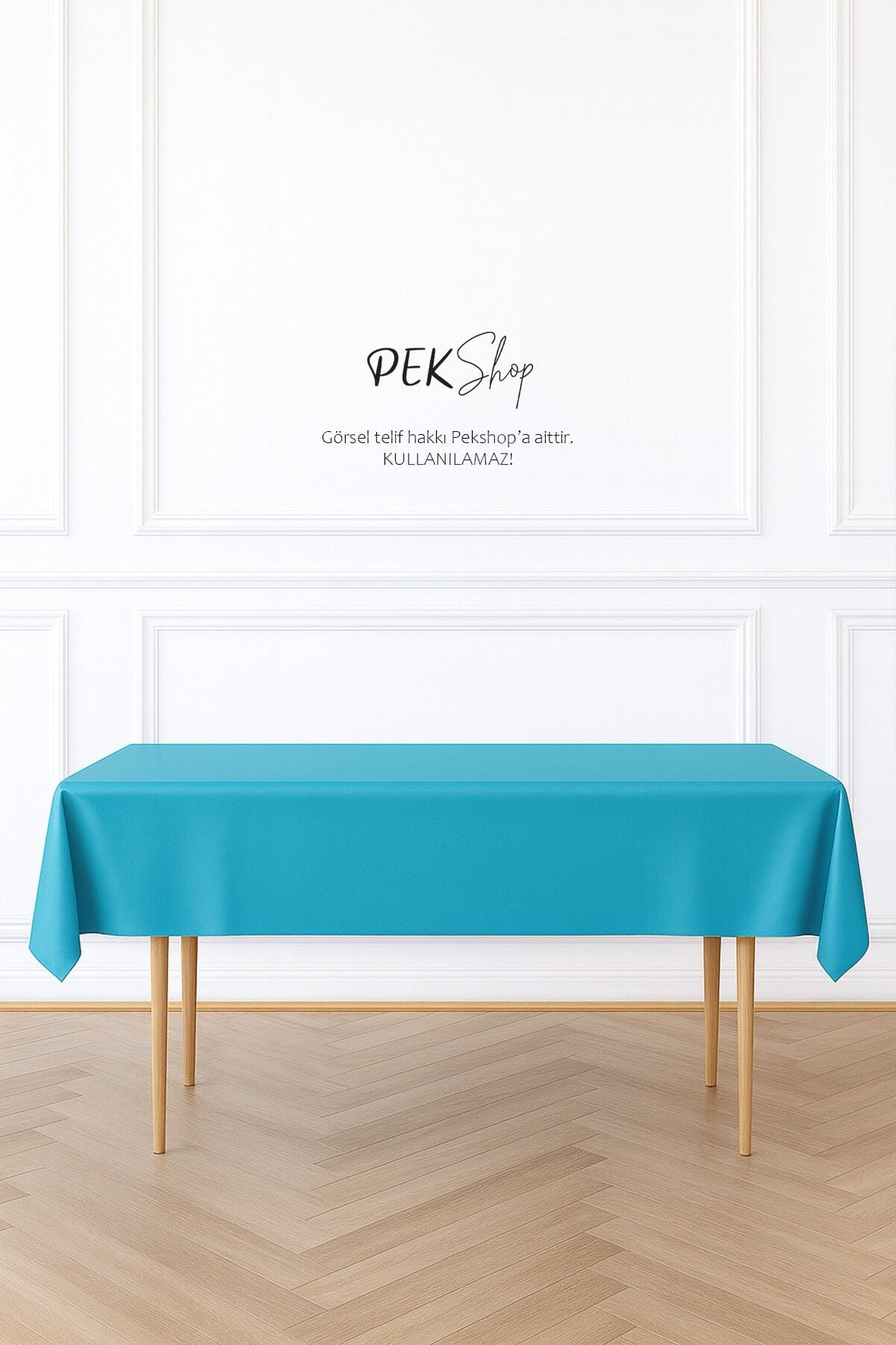 Tekrar Kullanılabilir Mavi Masa Örtüsü Lüks Plastik Masa Örtüsü Mavi