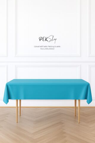 Tekrar Kullanılabilir Mavi Masa Örtüsü Lüks Plastik Masa Örtüsü Mavi