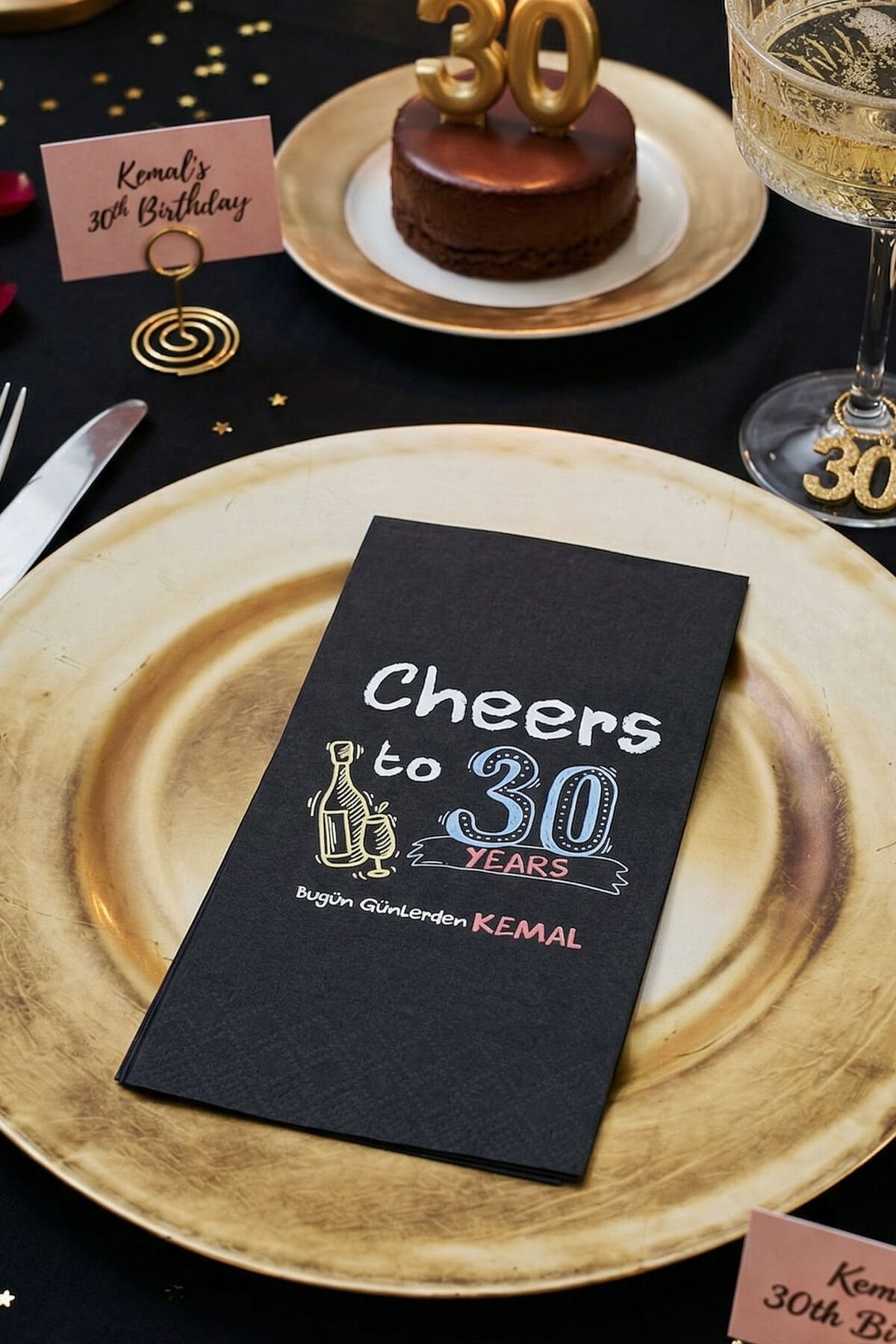 Kara Tahta Konsept Siyah Baskılı Peçete