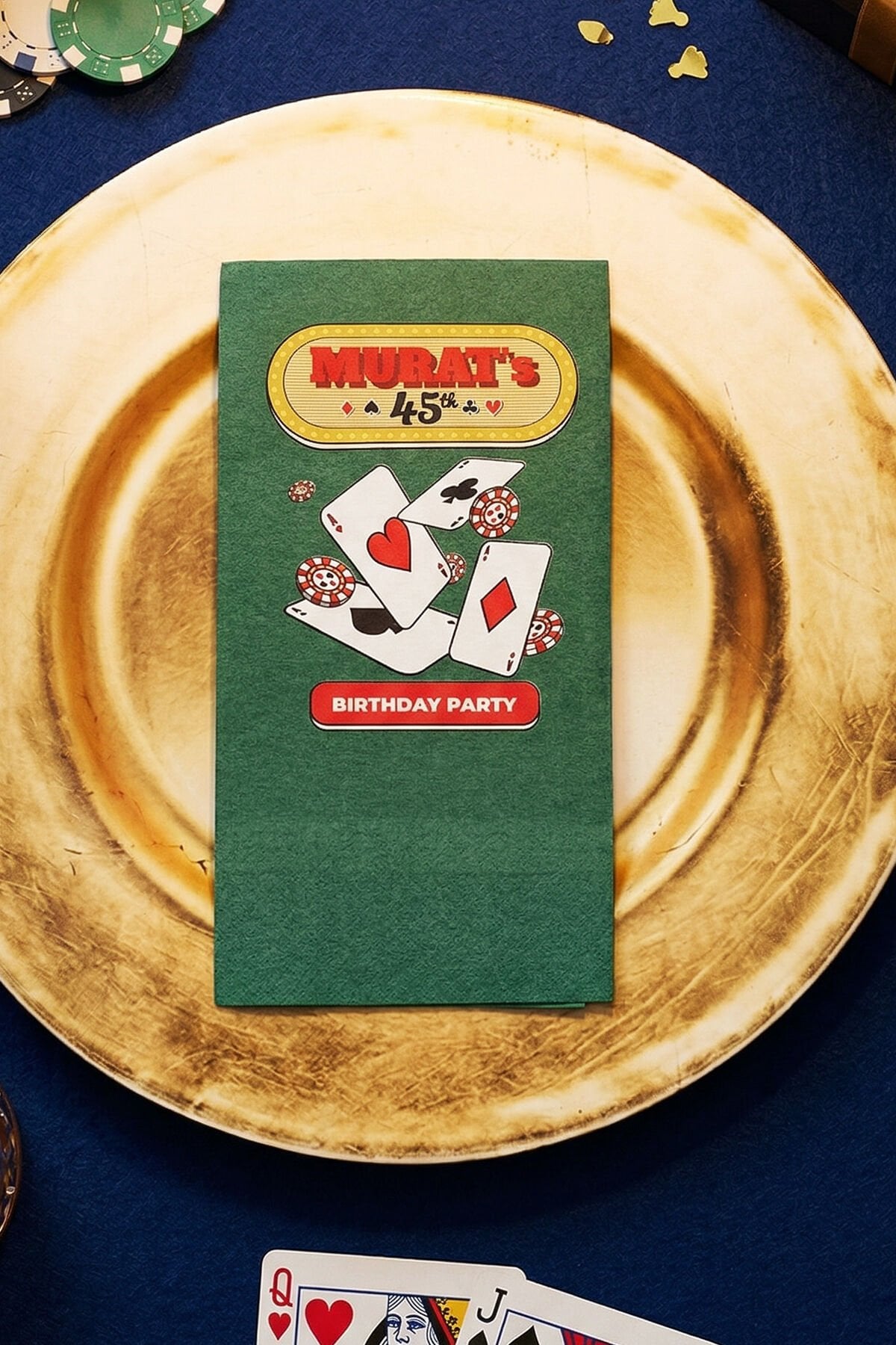 Poker Konsept Yeşil Baskılı Peçete