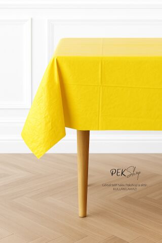 Tekrar Kullanılabilir Sarı Masa Örtüsü Lüks Plastik Masa Örtüsü Sarı