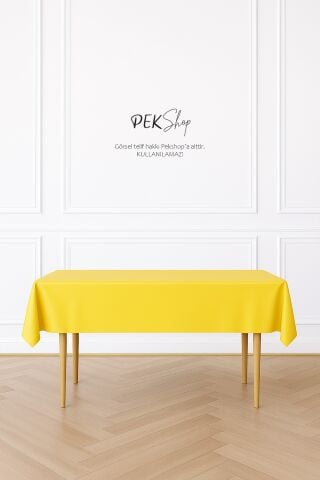 Tekrar Kullanılabilir Sarı Masa Örtüsü Lüks Plastik Masa Örtüsü Sarı