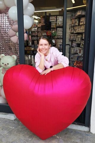 Dev Kırmızı Kalp Balon 150 cm 60 inç Mat Kırmızı Kalp Folyo Balon