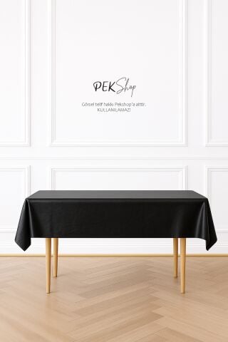 Tekrar Kullanılabilir Siyah Masa Örtüsü Lüks Plastik Masa Örtüsü Siyah