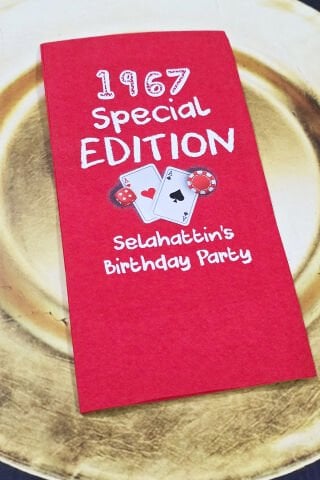 Poker Konsept Kırmızı Baskılı Peçete