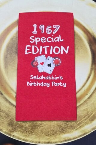 Poker Konsept Kırmızı Baskılı Peçete