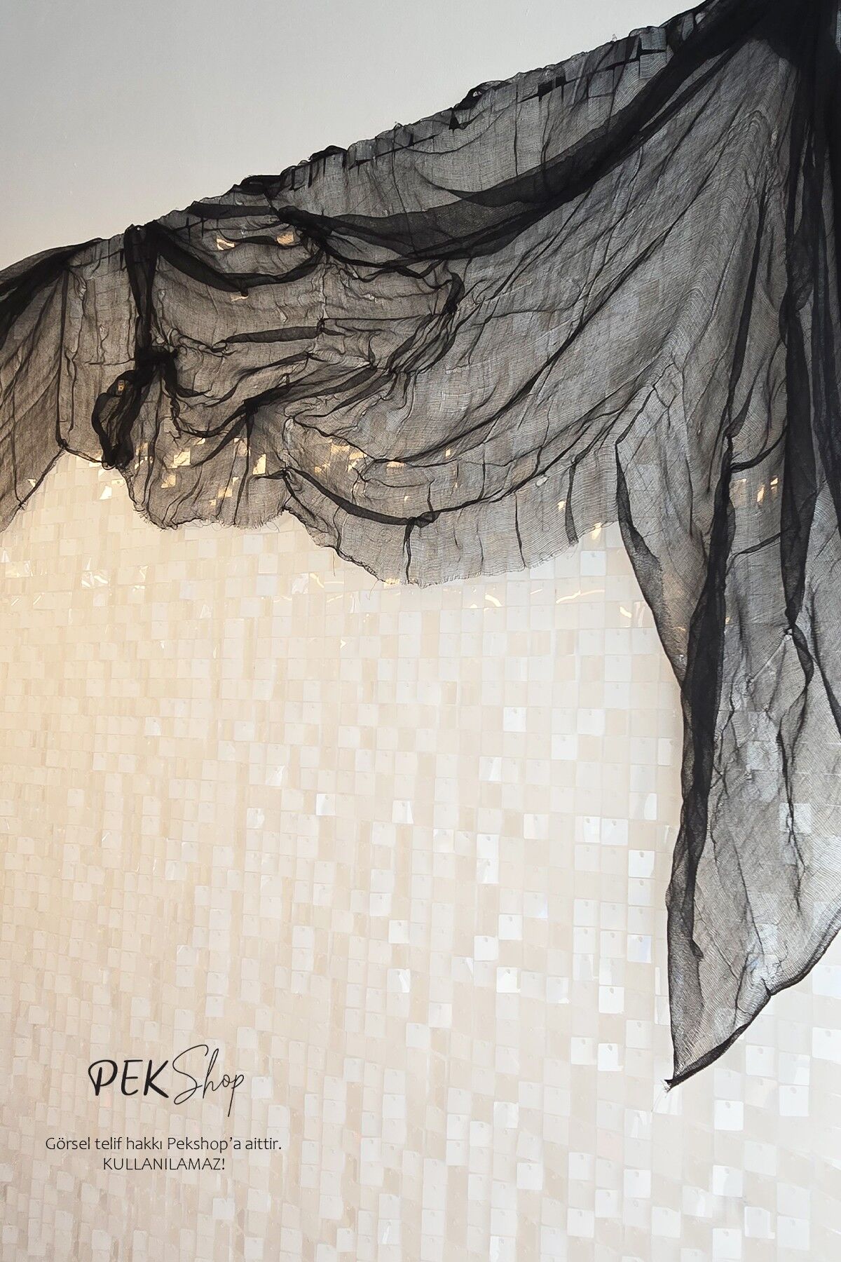 Cadılar Bayramı Tül Perde Siyah 120x200 cm Halloween Duvar Masa Süsü