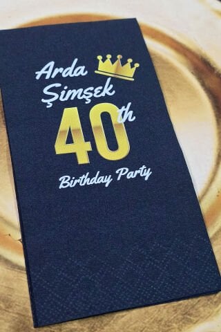 Gold Kral Konsept Baskılı Siyah Peçete