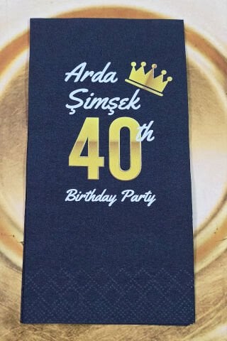 Gold Kral Konsept Baskılı Siyah Peçete