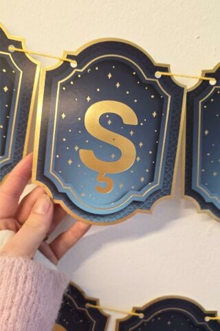 Lacivert Gold Varaklı Hoşgeldin Ramazan Yazısı Banner Uzar Yazı Ramazan Süsü