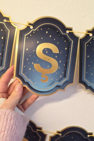 Lacivert Gold Varaklı Hoşgeldin Ramazan Yazısı Banner Uzar Yazı Ramazan Süsü