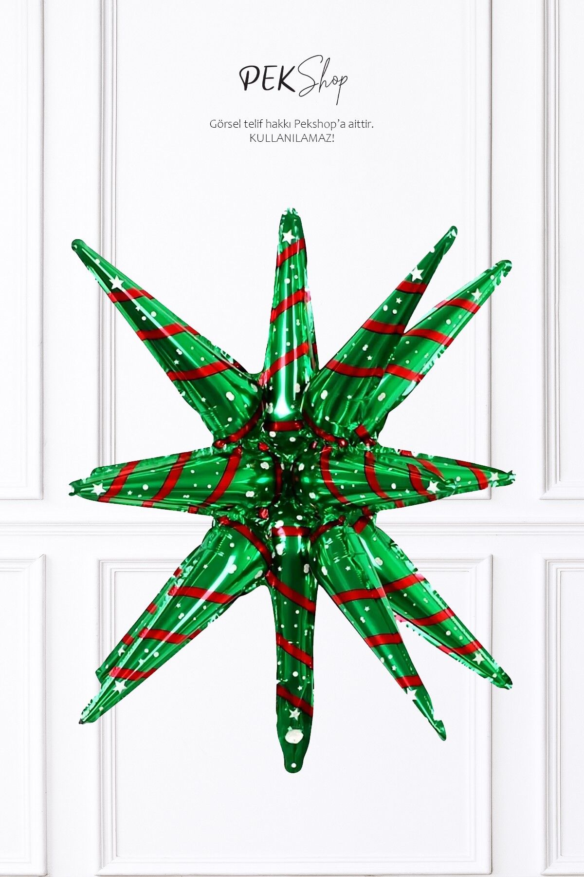 Kırmızı Yeşil Kutup Yıldızı Folyo Balon Yılbaşı Balonu 26inç